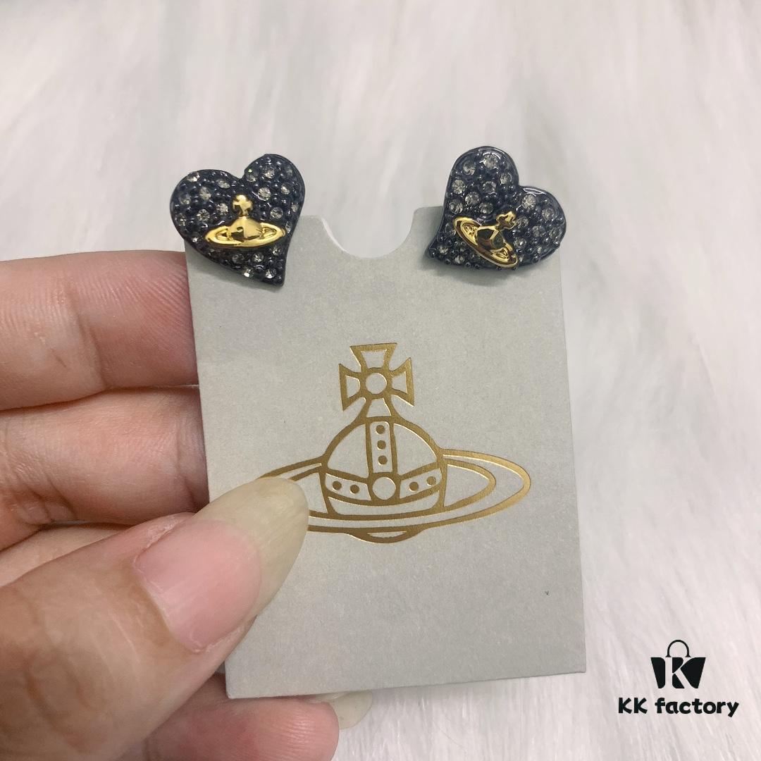 West Queen Bicolor Heart Stud Earrings