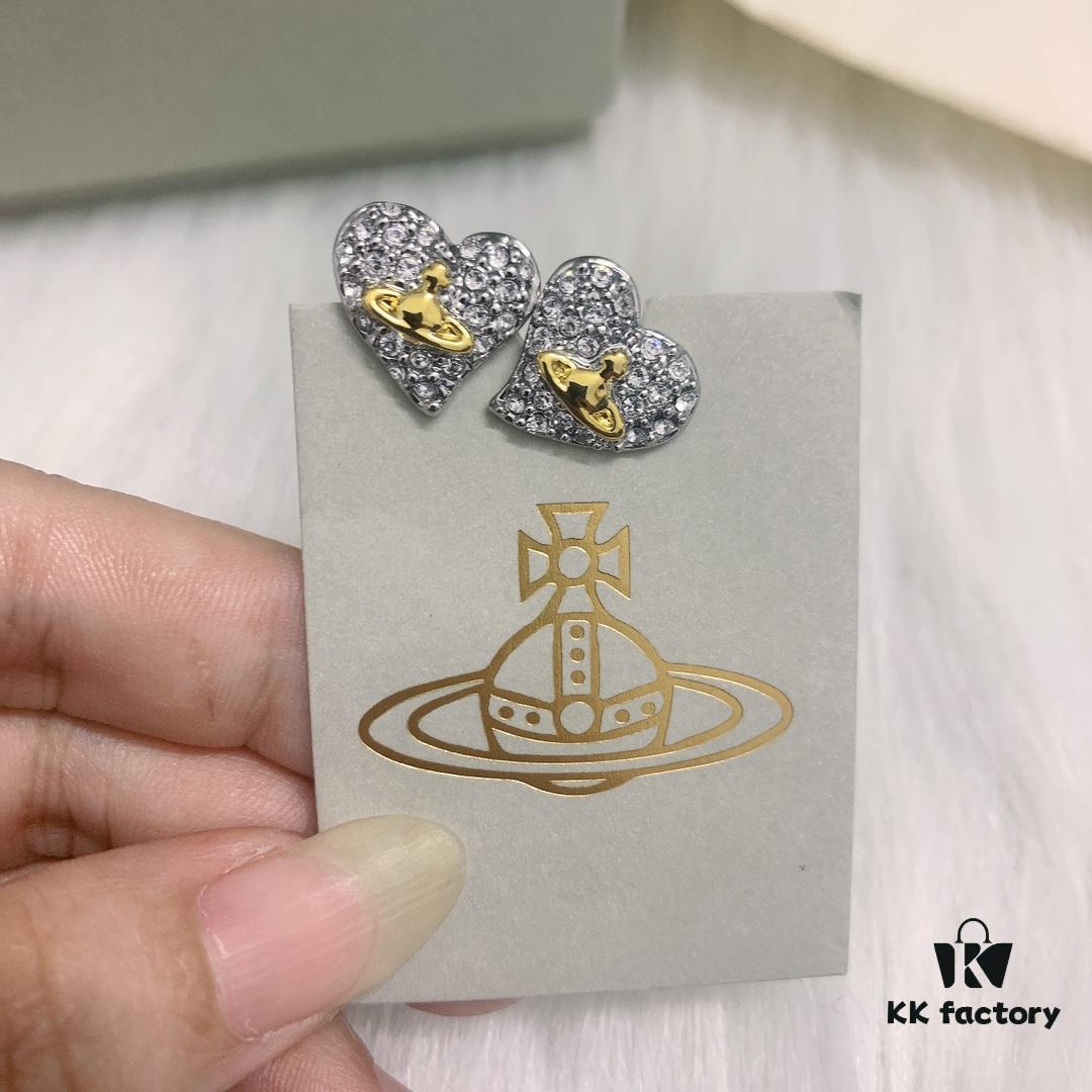 West Queen Bicolor Heart Stud Earrings