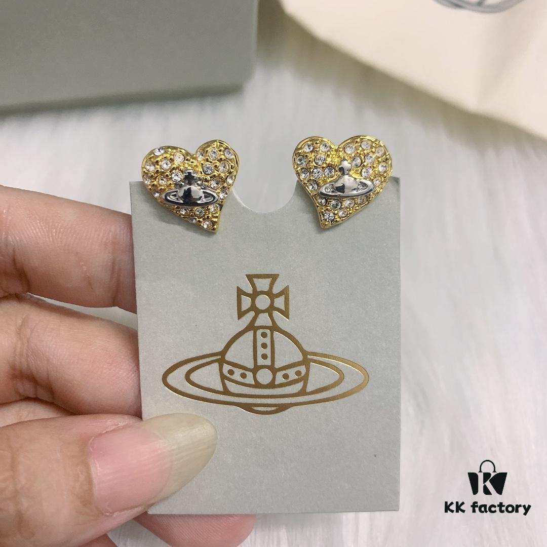 West Queen Bicolor Heart Stud Earrings