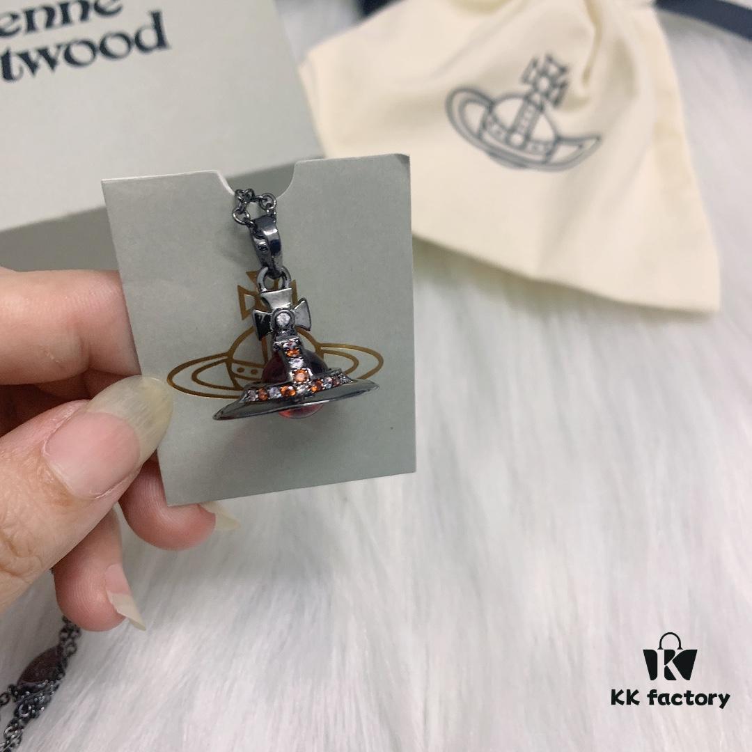 West Queen 3D Red Glass Ball Necklace in Black Gunmetal Color