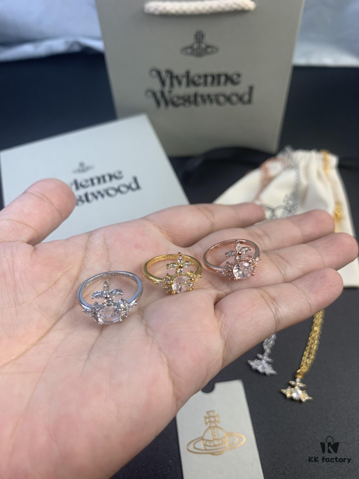 West Dame Zircon Ring, Earrings, and Necklace Set in White Gold, Yellow Gold, and Rose Gold – Three Colors Available, Ring Sizes 6, 7, 8