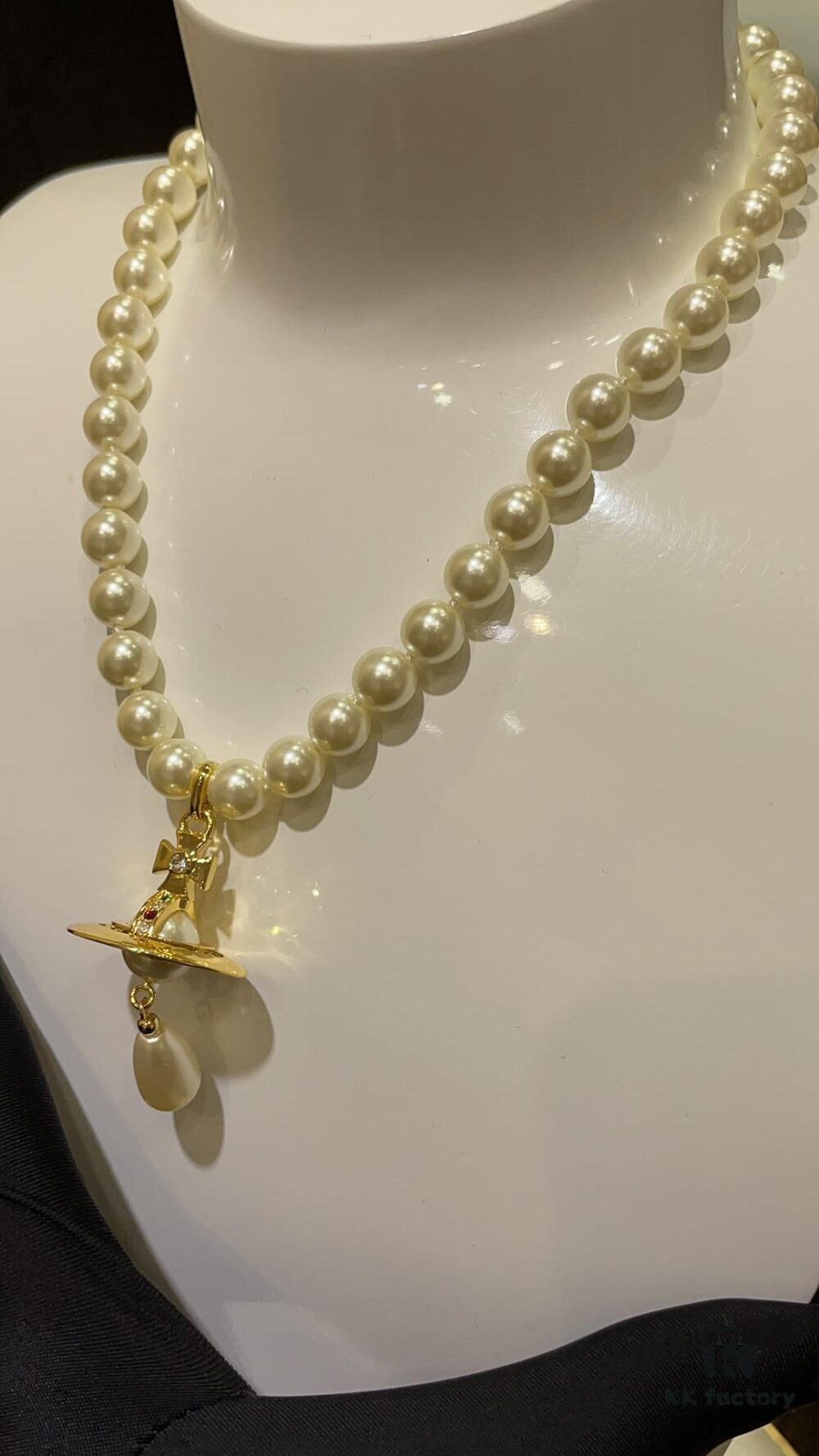 Vivienne Westwood Golden Saturn ORB Pearl Necklace