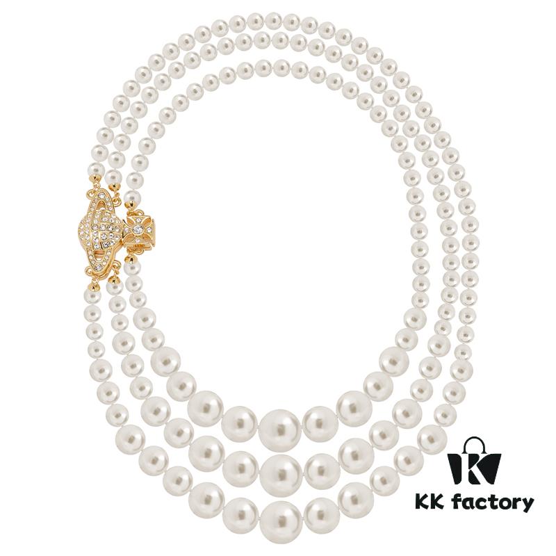 Vivienne Westwood Full Diamond Magnetic - Three-Layer Necklace - Gold