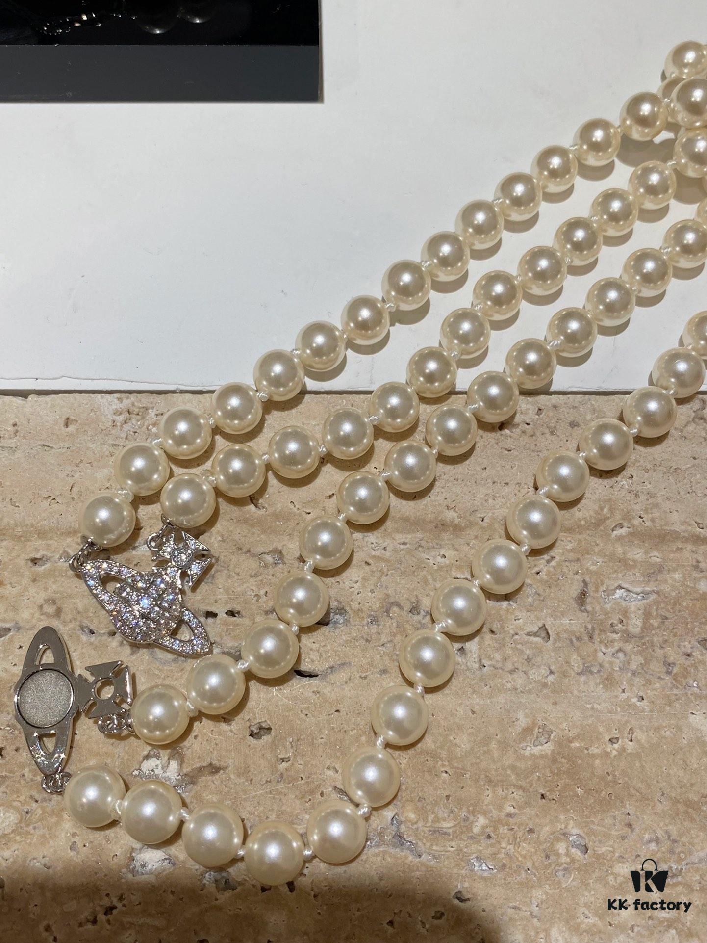 Saturn | Vivienne Westwood Jewelry Double-Layer Pearl Necklace and Bracelet
