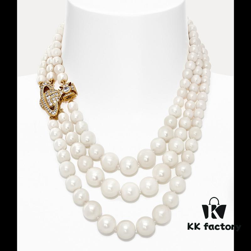 Vivienne Westwood Full Diamond Magnetic - Three-Layer Necklace - Gold