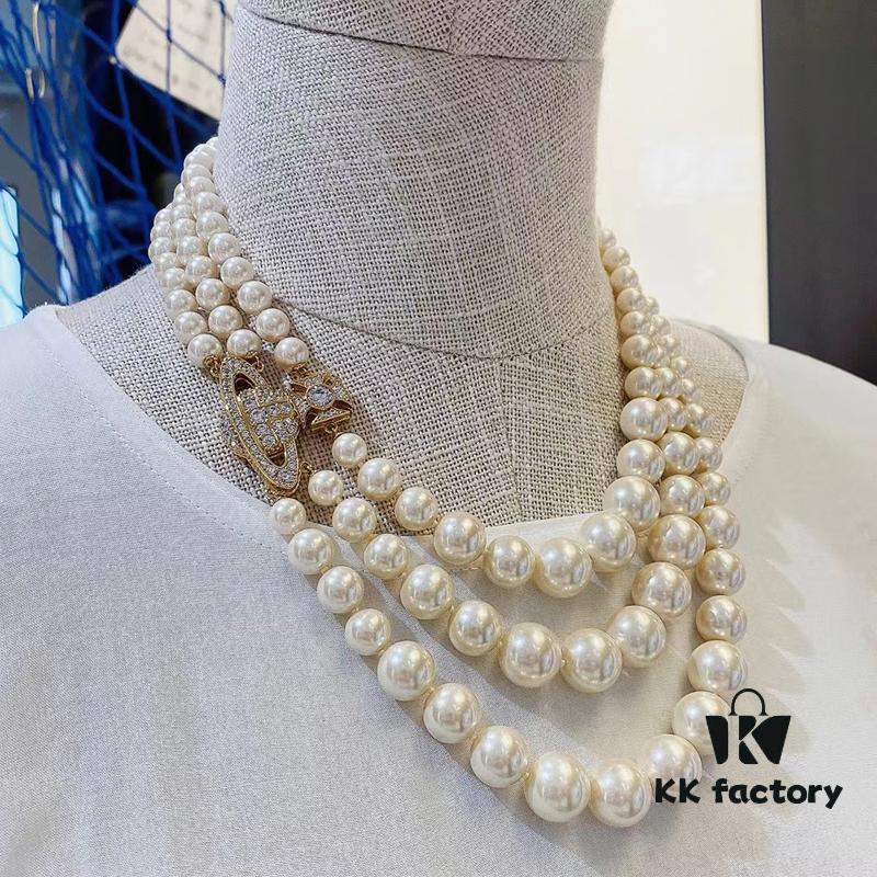 Vivienne Westwood Full Diamond Magnetic - Three-Layer Necklace - Gold