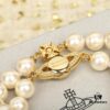 Vivienne Westwood Full Crystal Saturn Double Layer Pearl Bracelet
