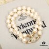 Vivienne Westwood Full Crystal Saturn Double Layer Pearl Bracelet