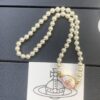 West Queen Pink and White Pearl Necklace - Gold Color