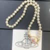 West Queen Pink and White Pearl Necklace - Gold Color