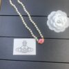 West Queen Magnetic Clasp Rose Red Pearl Necklace - Gold Color