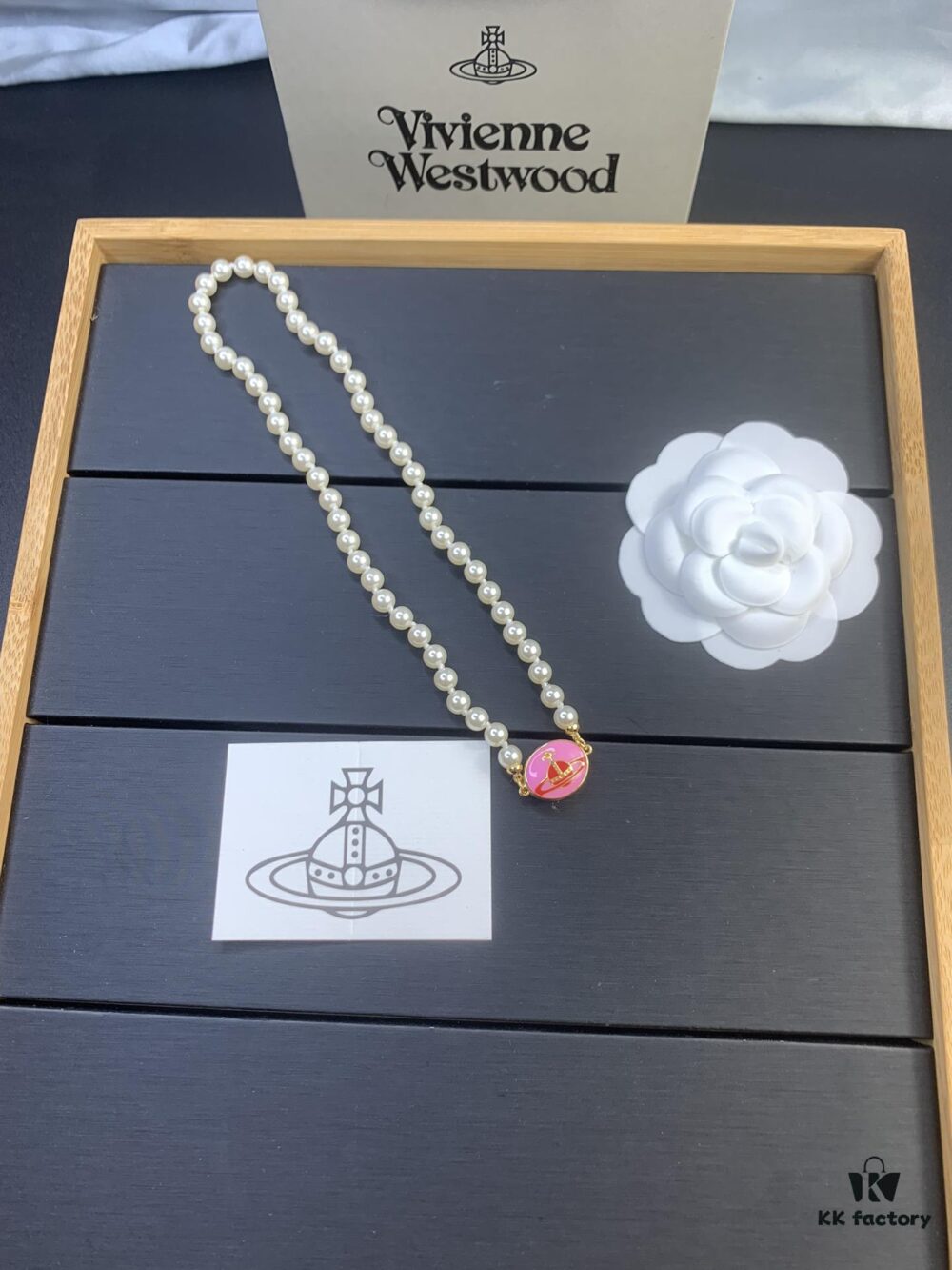 West Queen Magnetic Clasp Rose Red Pearl Necklace - Gold Color