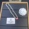 West Queen Magnetic Clasp Rose Red Pearl Necklace - Gold Color