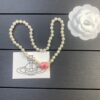 West Queen Magnetic Clasp Rose Red Pearl Necklace - Gold Color