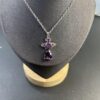 West Queen Purple Crystal Drop Necklace in White Gold Color