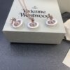 West Queen Pearl Rose Gold Stud Earrings and Necklace Set