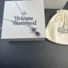 West Queen Purple Crystal Drop Necklace in White Gold Color