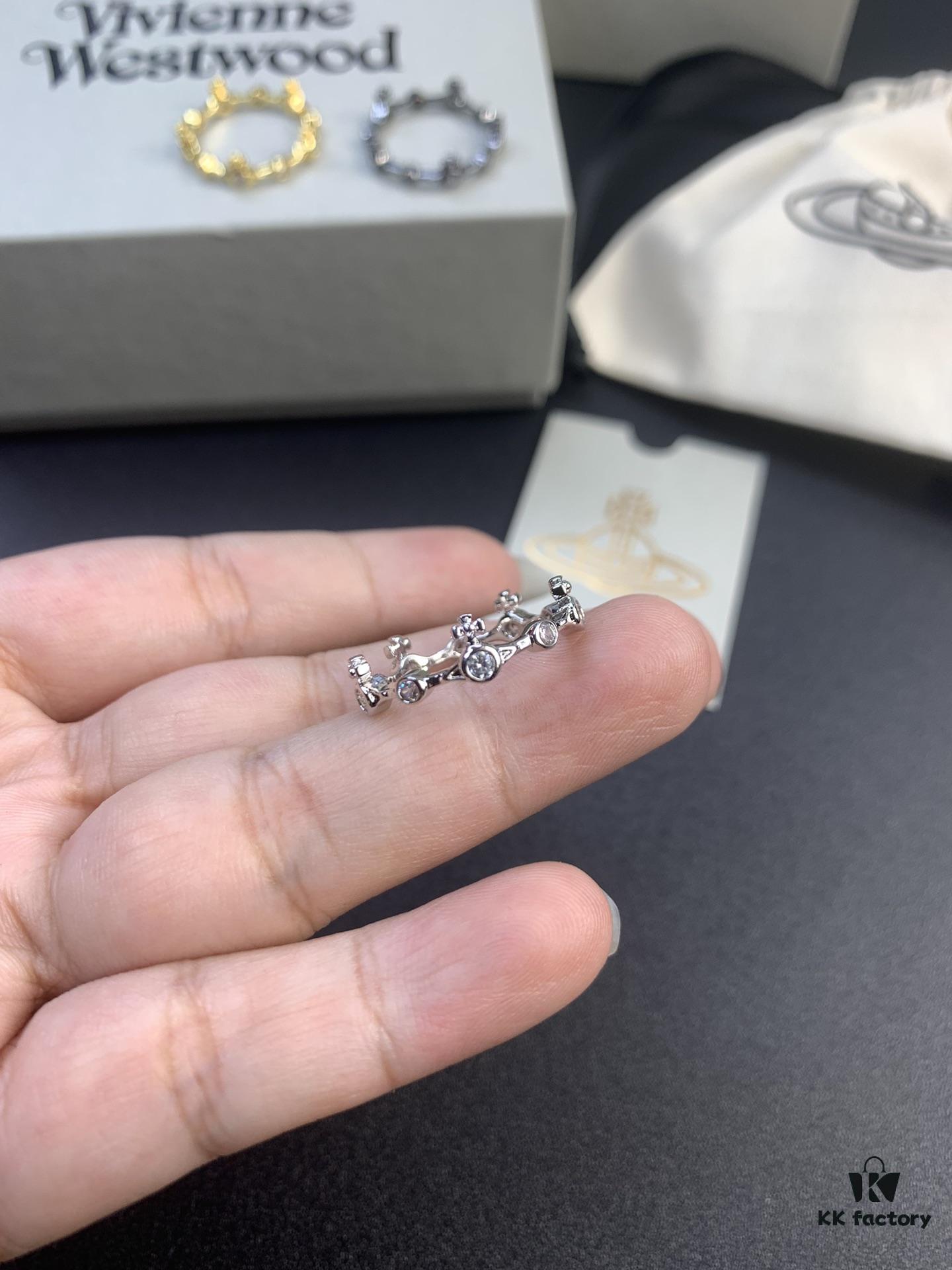 West Dame Bamboo Joint Saturn Ring in Titanium Black, Yellow Gold, and White Gold