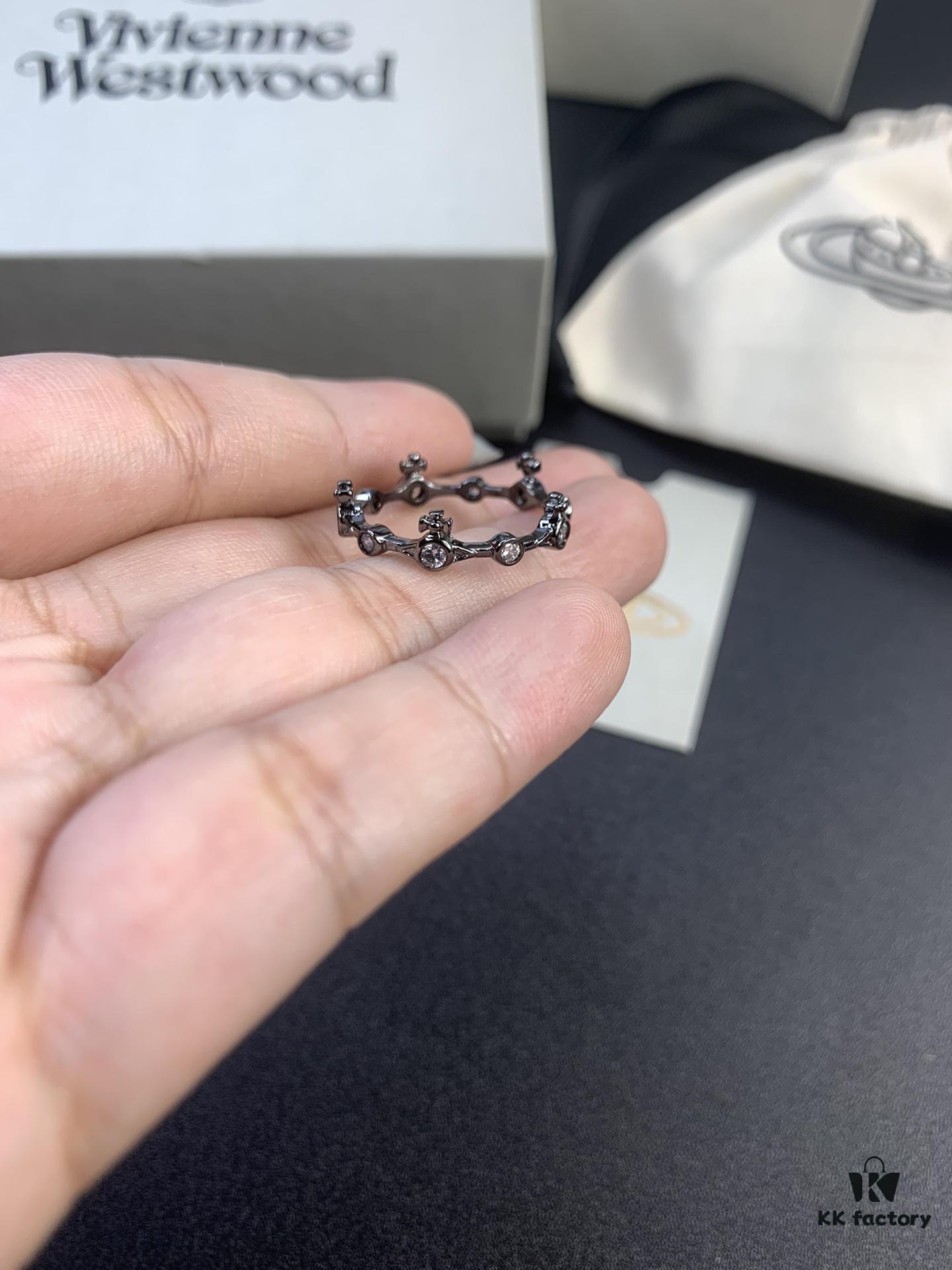 West Dame Bamboo Joint Saturn Ring in Titanium Black, Yellow Gold, and White Gold