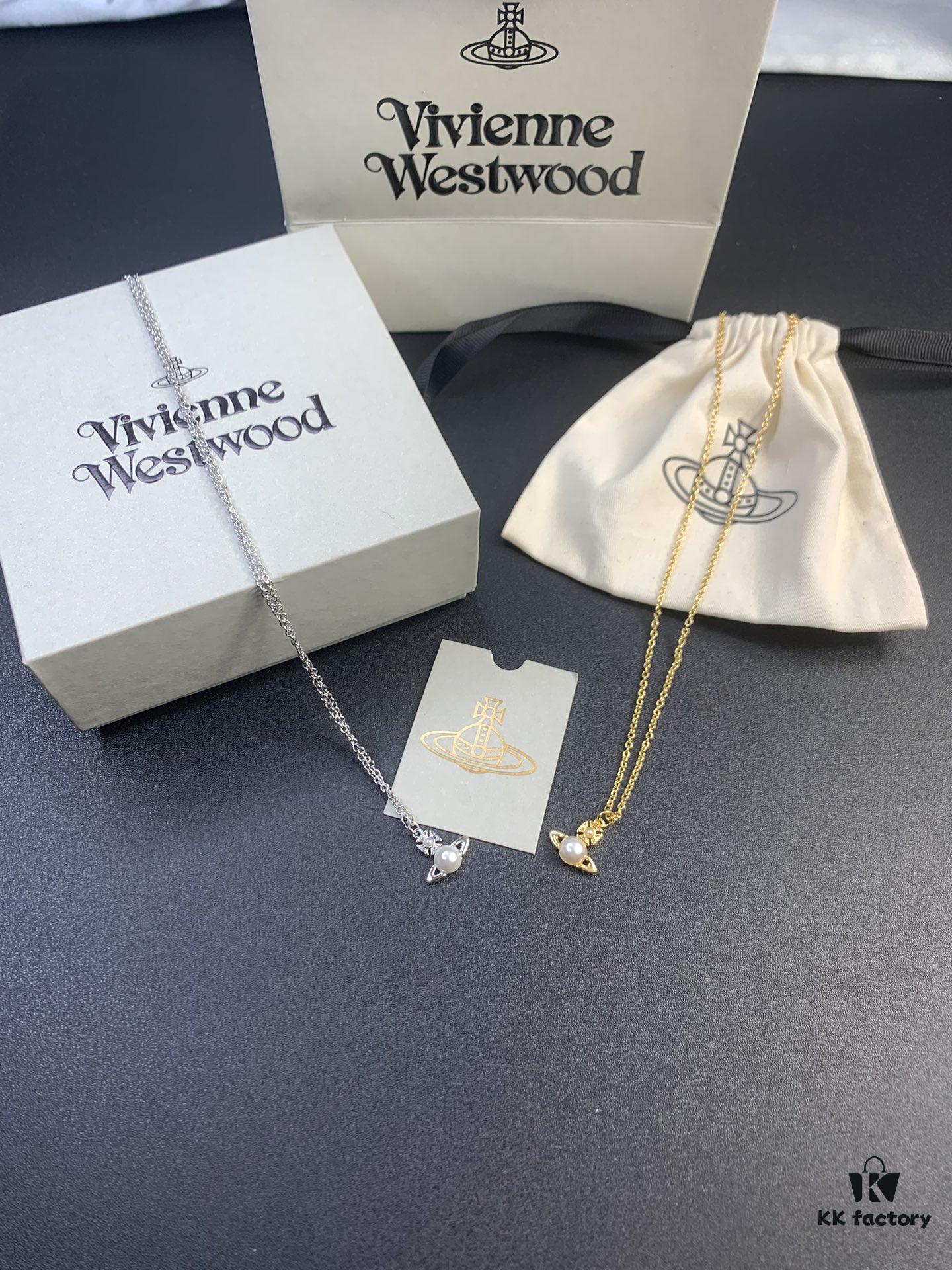 West Queen Pearl Necklace in White Gold and Yellow Gold Two Tones