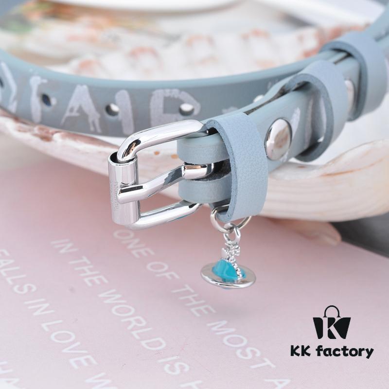 Vivienne Westwood 3D Saturn Letter Leather Cord - Blue