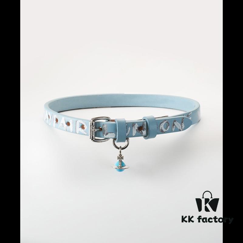Vivienne Westwood 3D Saturn Letter Leather Cord - Blue