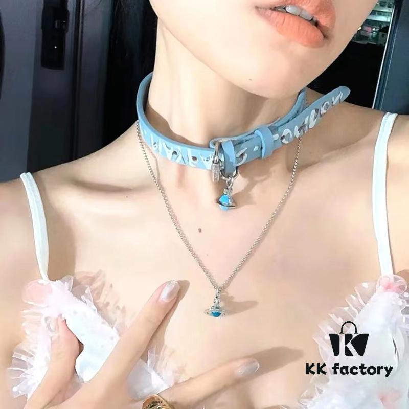 Vivienne Westwood 3D Saturn Letter Leather Cord - Blue