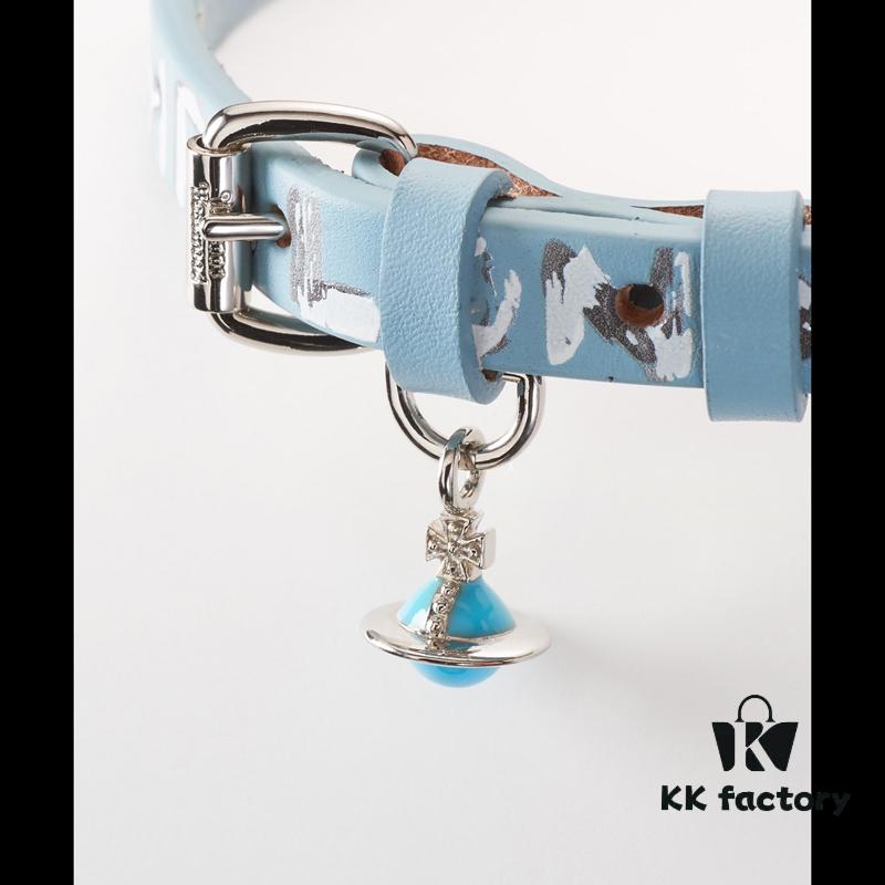 Vivienne Westwood 3D Saturn Letter Leather Cord - Blue