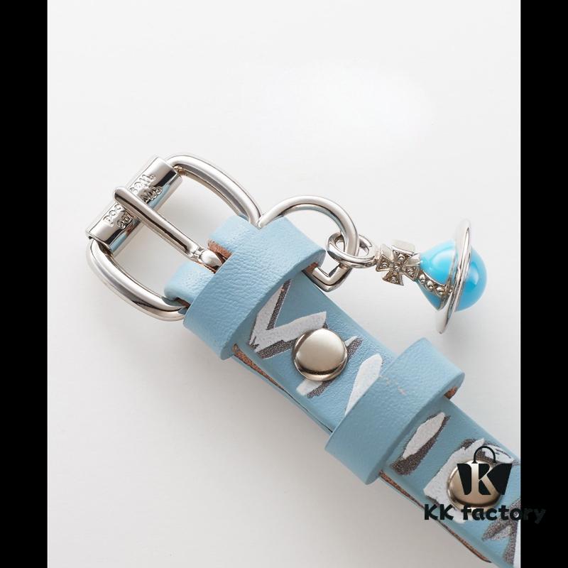 Vivienne Westwood 3D Saturn Letter Leather Cord - Blue