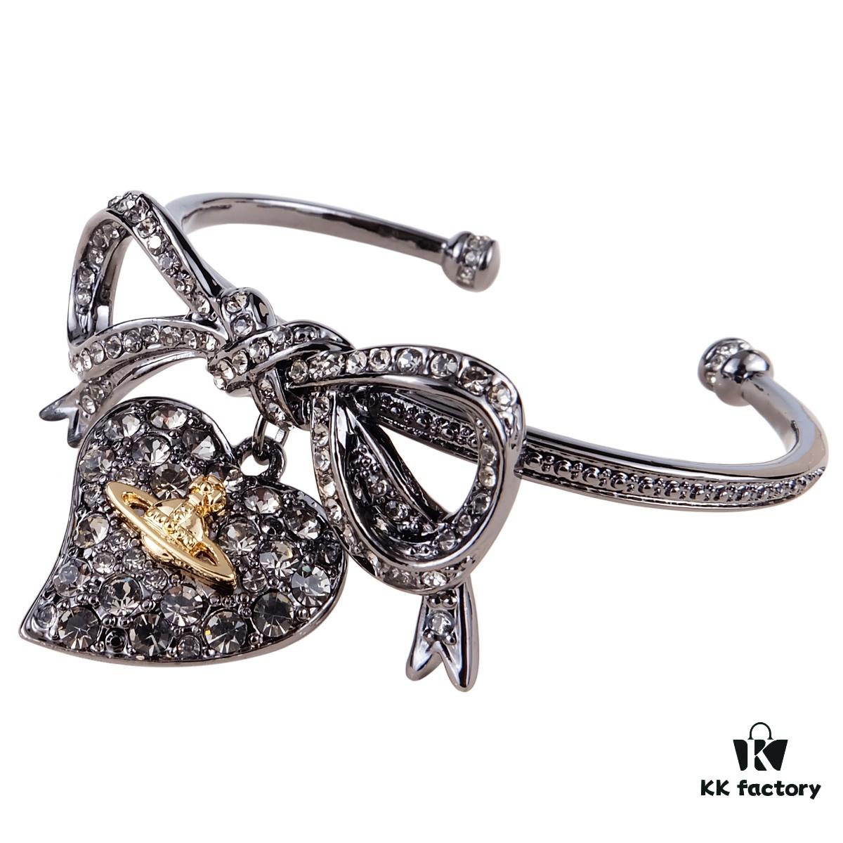 Westminster Titanium Black Bow Heart Bracelet