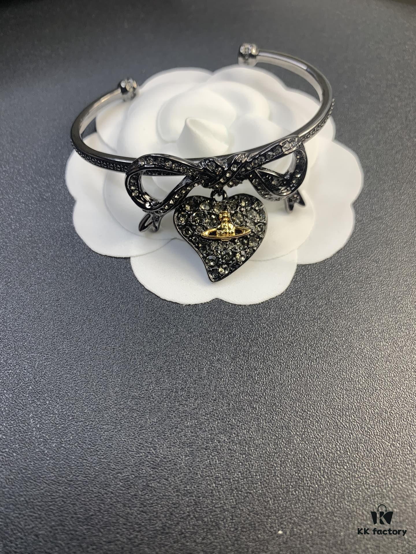 Westminster Titanium Black Bow Heart Bracelet