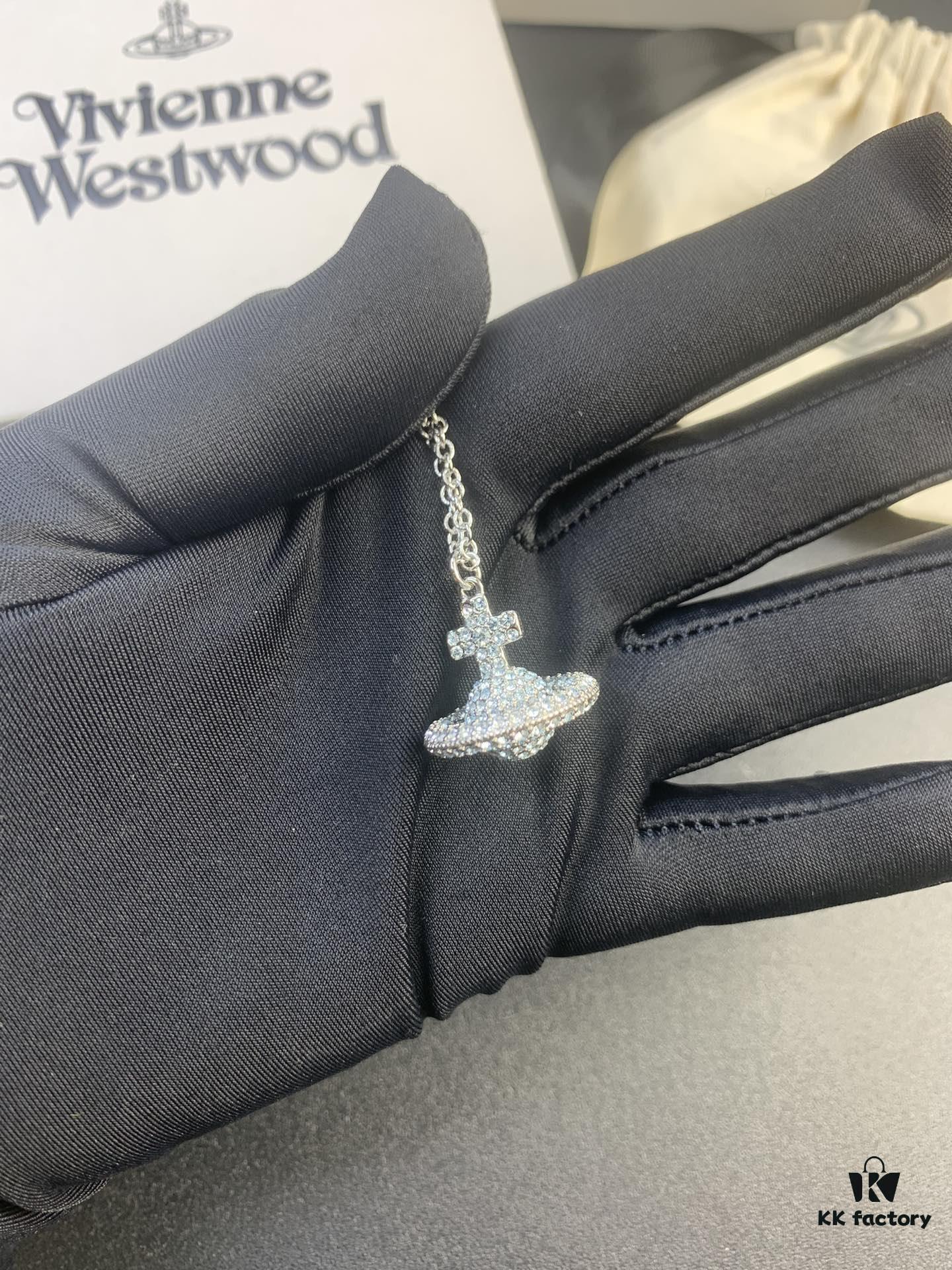 Lady Gaga Full Diamond 3D Saturn Blue Necklace, All Four Colors in Stock