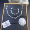 Vivienne Westwood Bone Full Diamond Stud Earrings, Bracelet, and Necklace Set