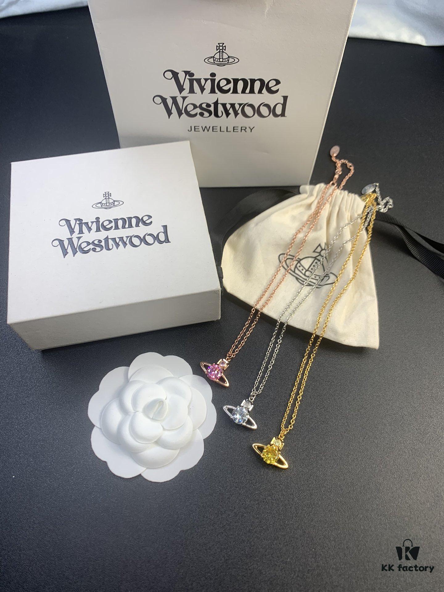 West Queen Round Diamond Saturn Necklace in Rose Gold, White Gold, and Yellow Gold – In Stock in Three Colors