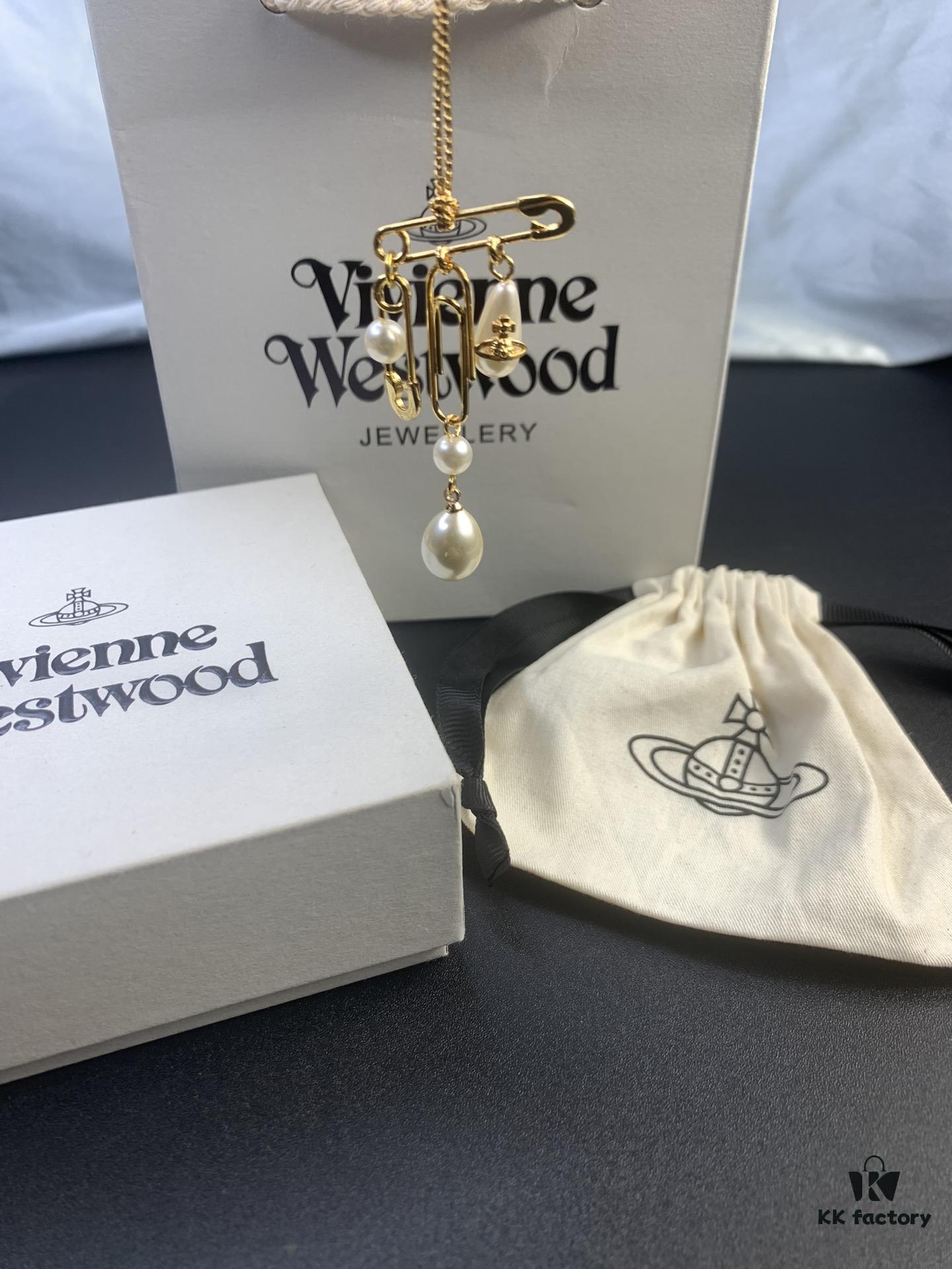 West Queen Brooch Multi-Pearl Tassel Necklace