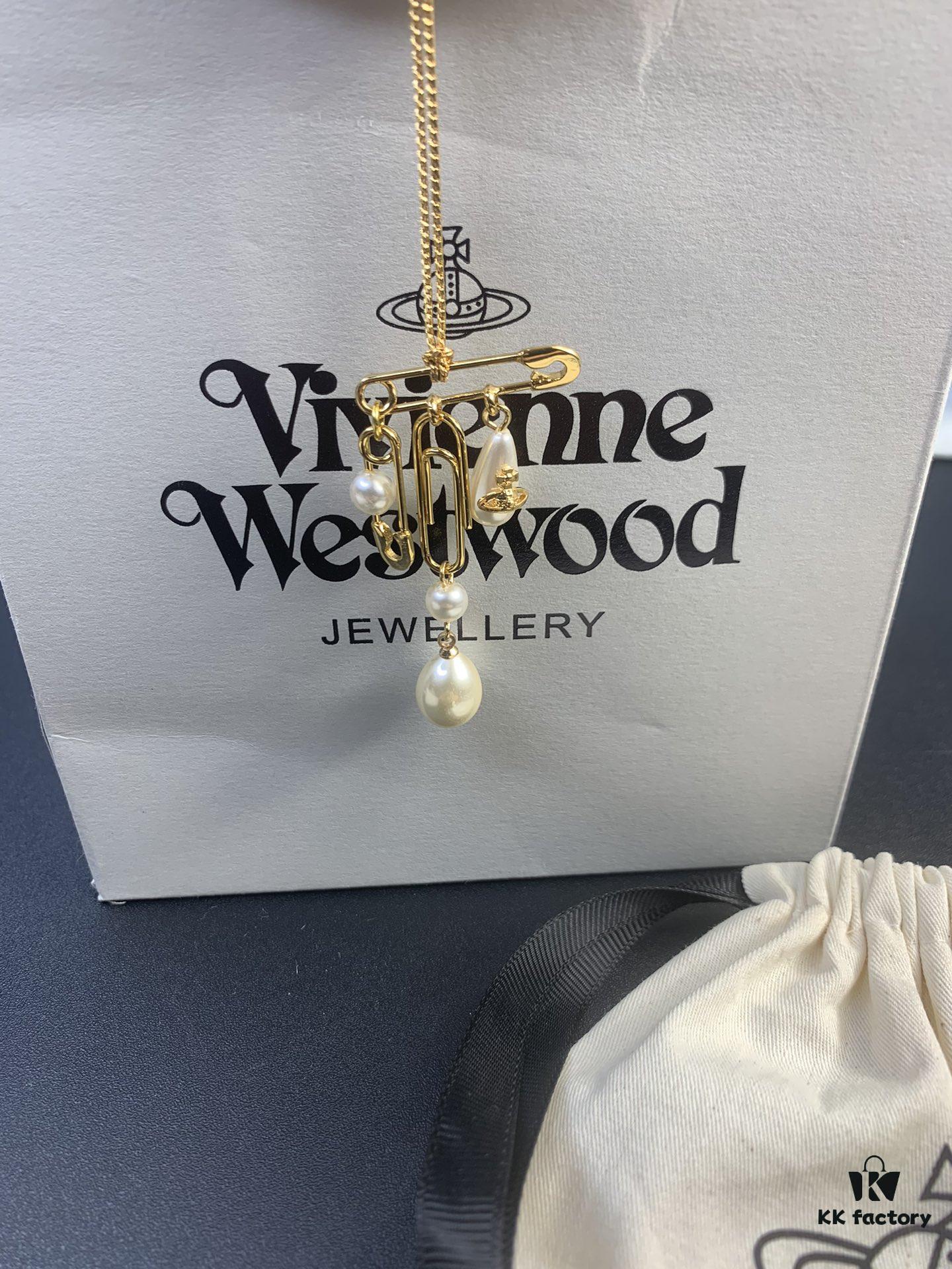 West Queen Brooch Multi-Pearl Tassel Necklace