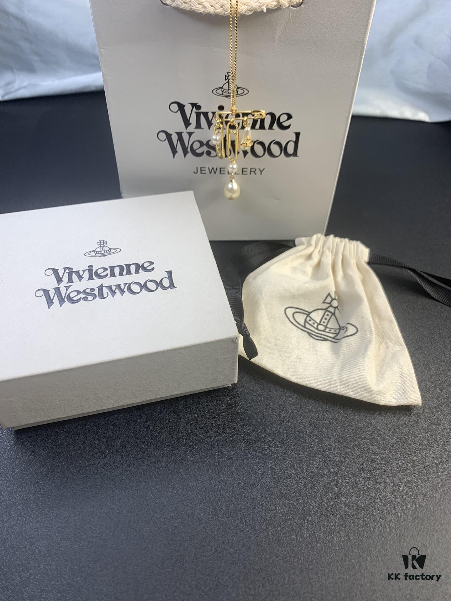 West Queen Brooch Multi-Pearl Tassel Necklace