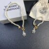 New Arrival: Vivienne Westwood Teddy Bear Pearl Necklace and Bracelet, 360-Degree Rotating Design, Freely Adjustable