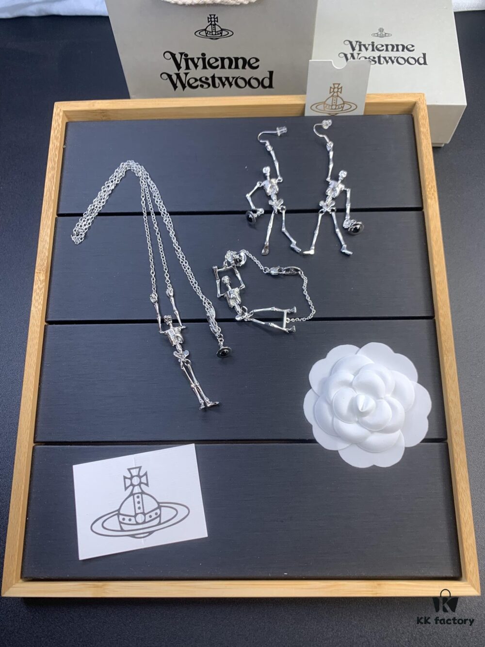 West Queen Skull Skeleton Earrings, Necklace, and Bracelet Set