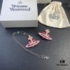 Valentine's Day Pink Heart Track Pendant Brooch Set by West Queen