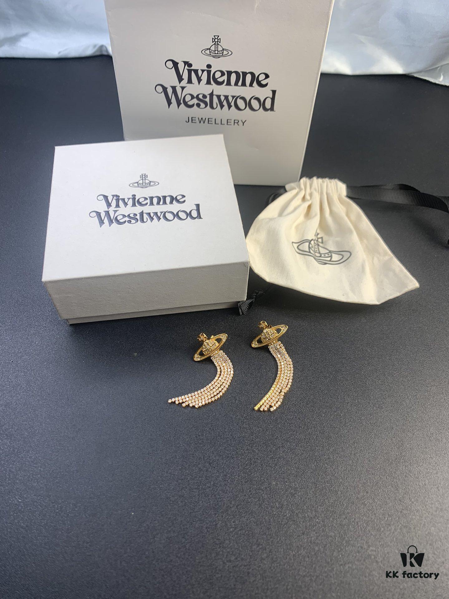 West Grandma Saturn Rhinestone Flow Comb Earrings in White Gold and Yellow Gold Two Colors