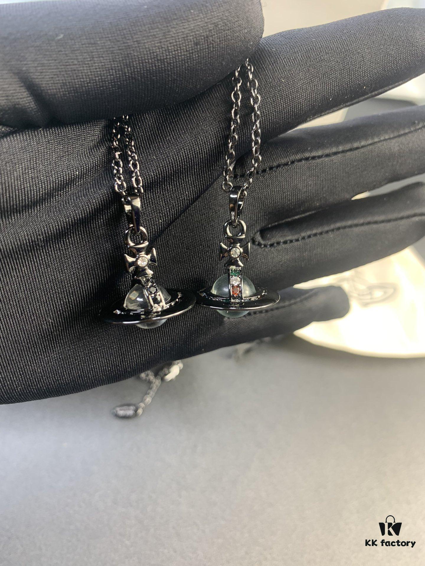 West Queen Black Gold 3D Earth Necklace Bracelet Earrings