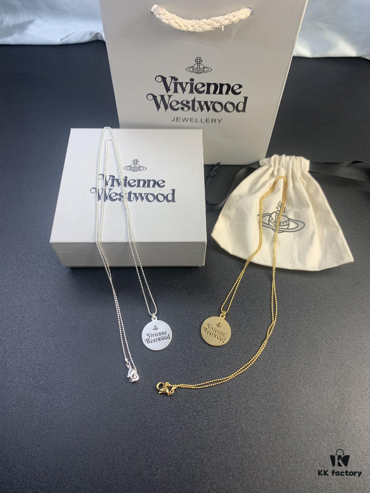 West Grandma Matte Silver and Gold Letter Logo Round Necklace in Two Tones