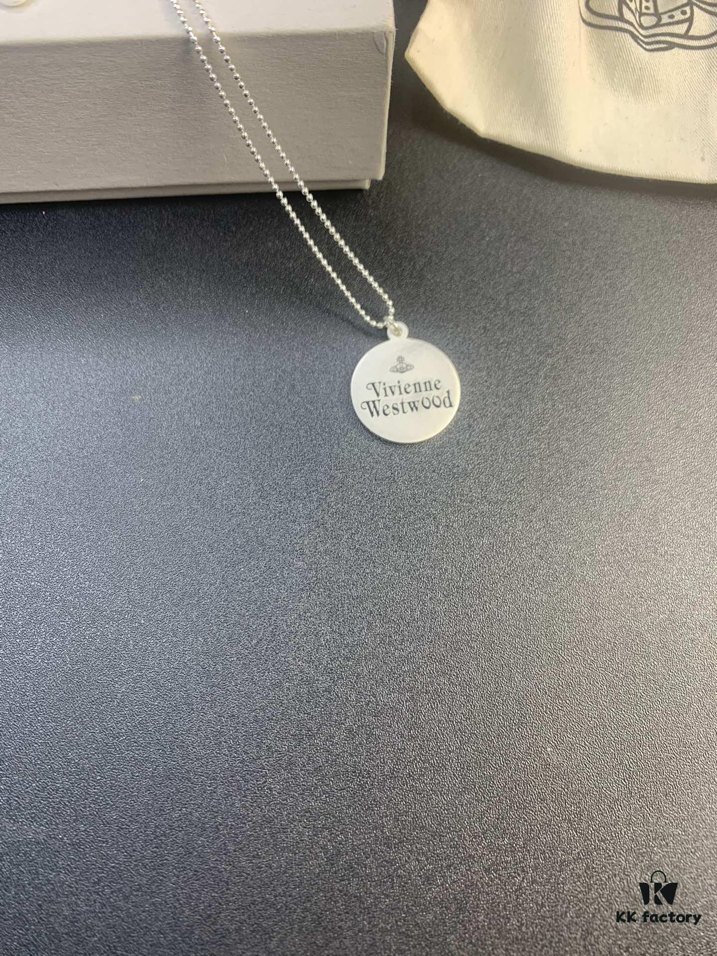 West Grandma Matte Silver and Gold Letter Logo Round Necklace in Two Tones