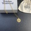 West Grandma Matte Silver and Gold Letter Logo Round Necklace in Two Tones