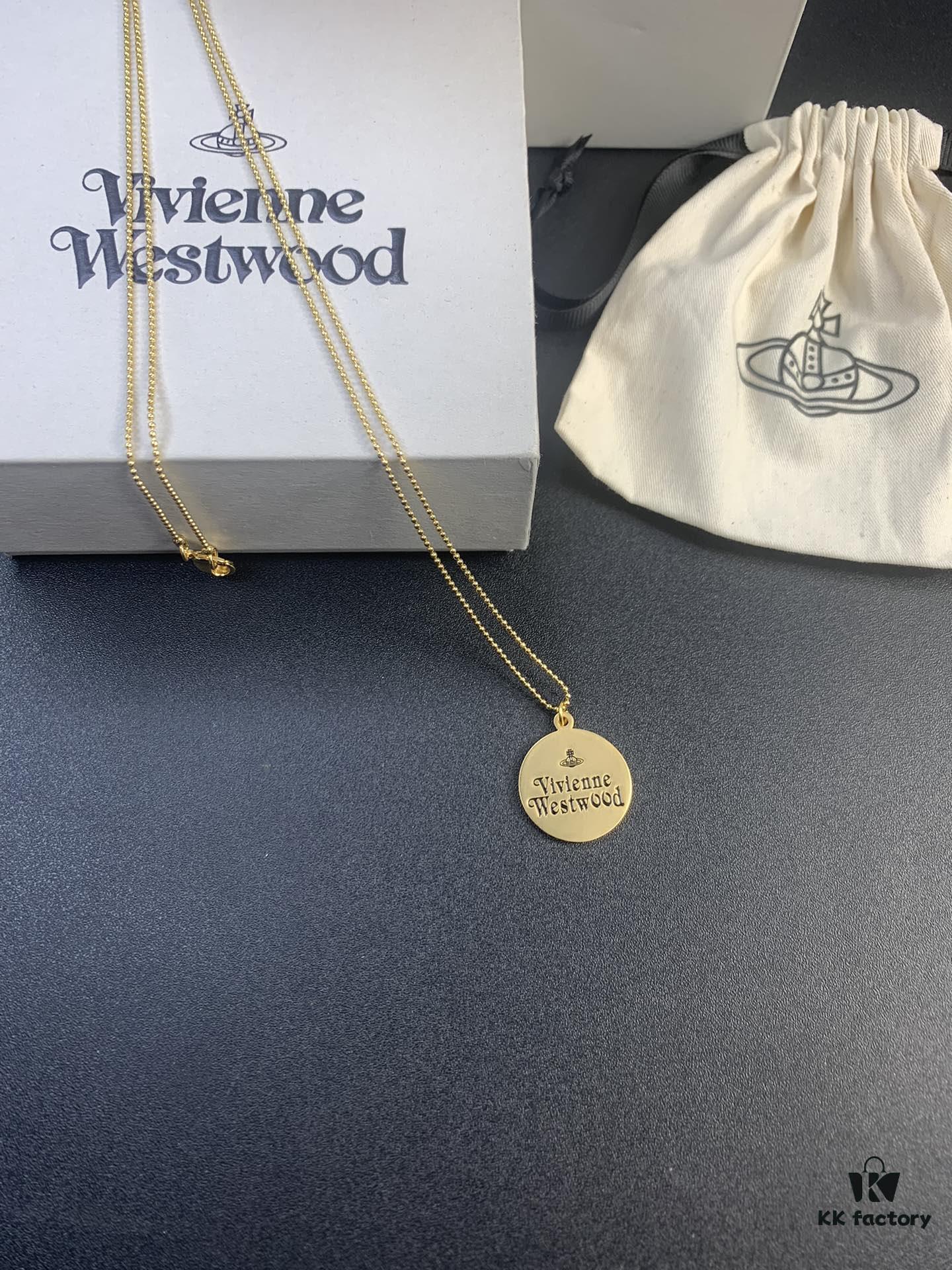 West Grandma Matte Silver and Gold Letter Logo Round Necklace in Two Tones