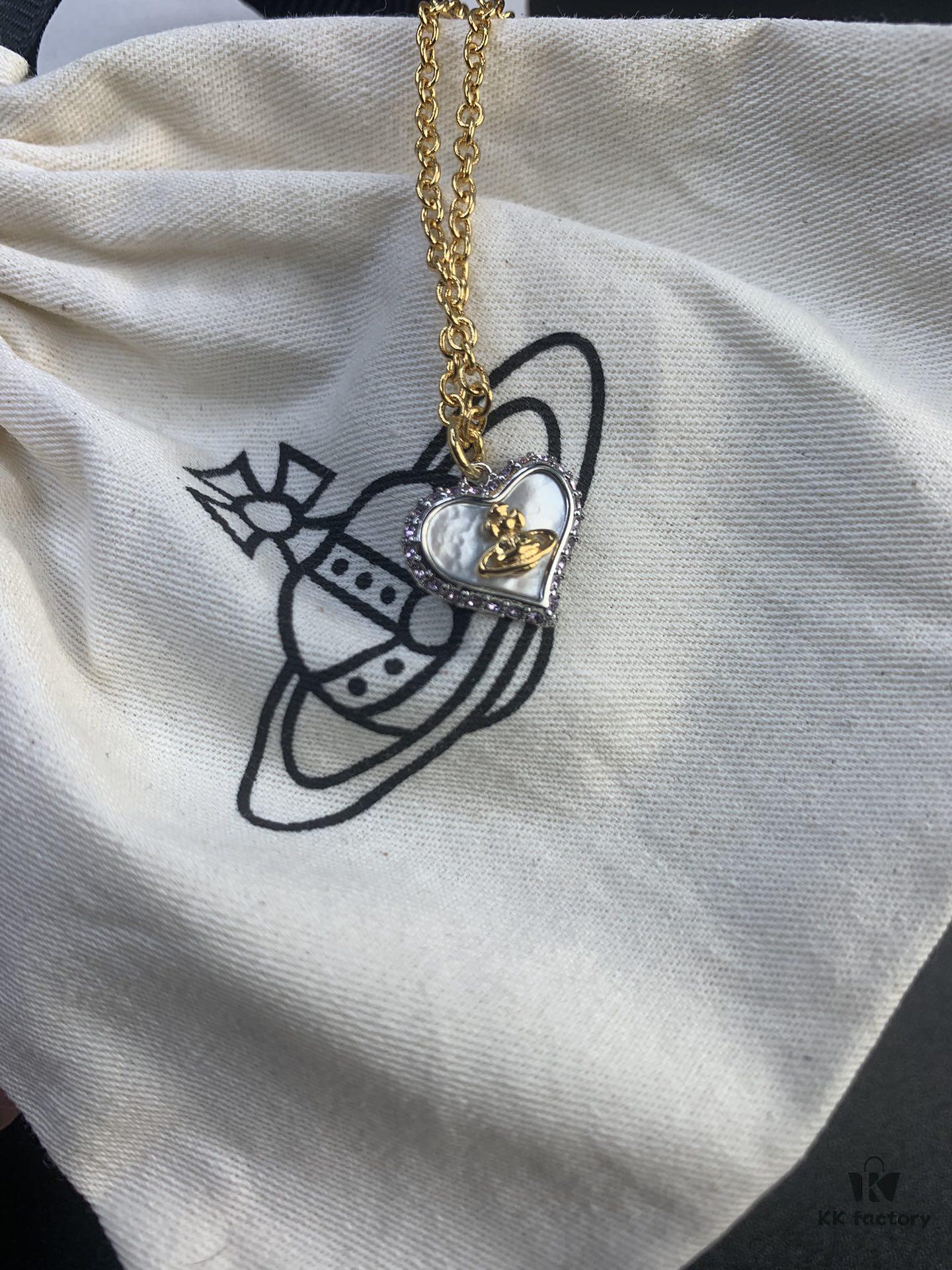 Westcliff Love Shell Necklace with Purple and White Zircon in Two-Tone Gold-Tone Metal