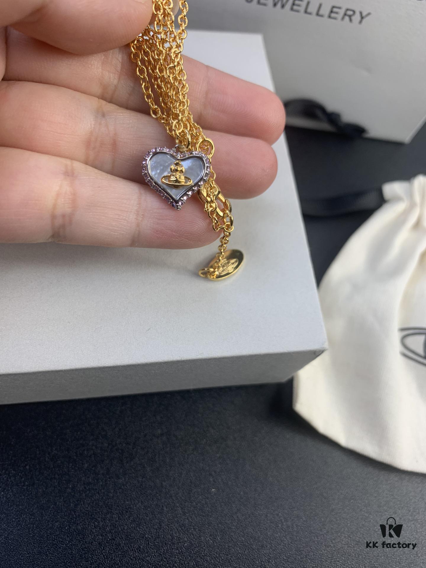 Westcliff Love Shell Necklace with Purple and White Zircon in Two-Tone Gold-Tone Metal