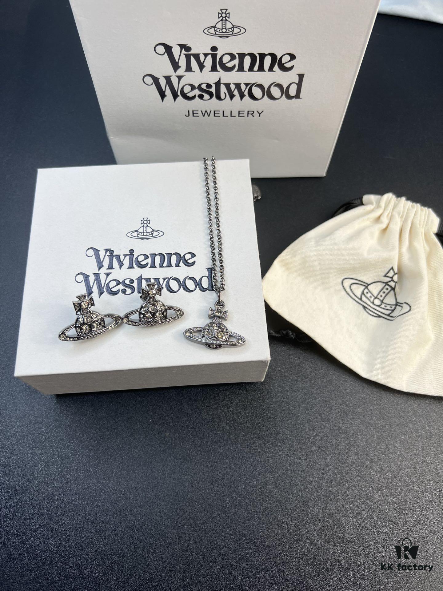 West Queen Zircon Necklace and Stud Earrings, Four Colors Available in Stock