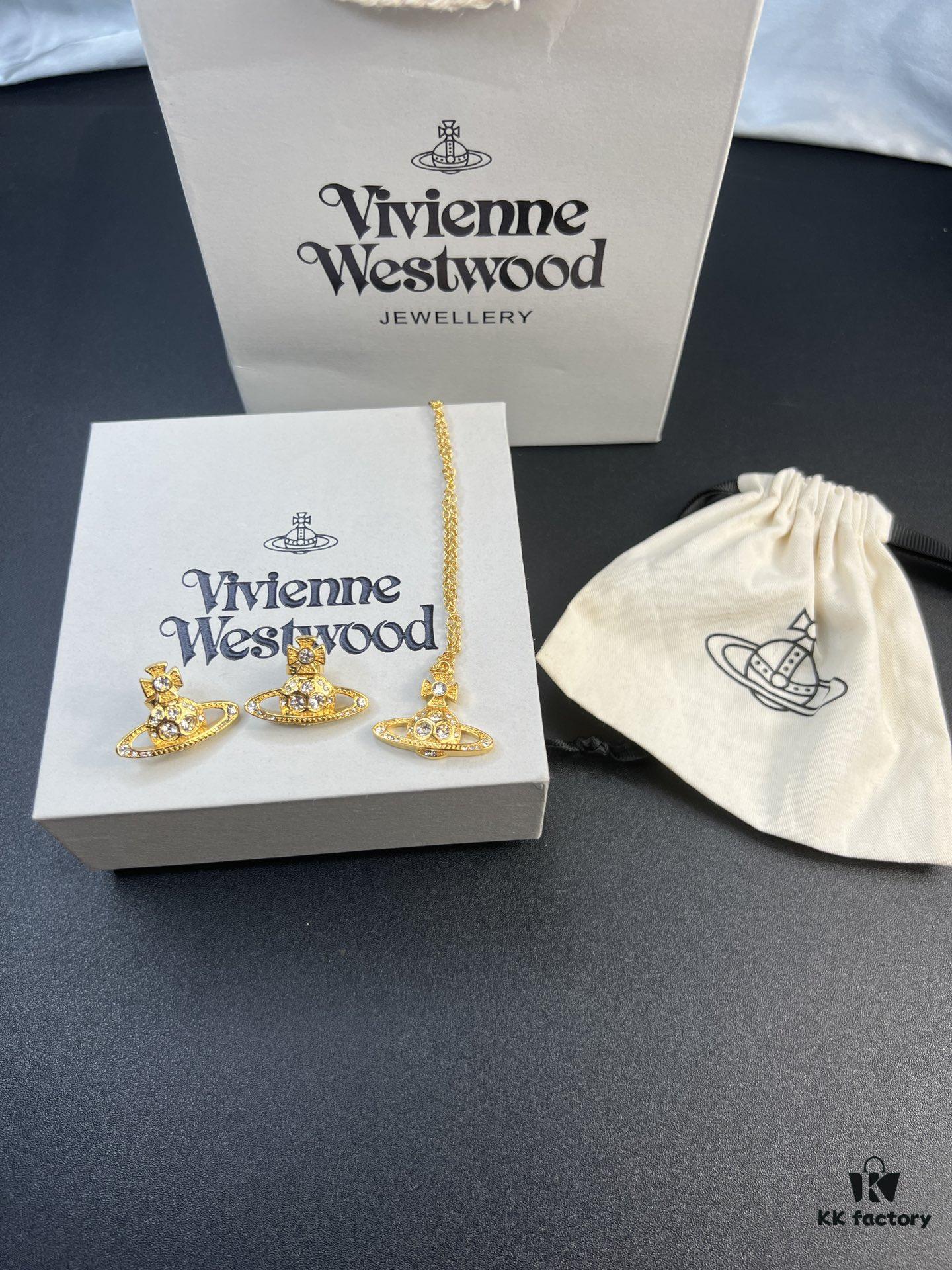 West Queen Zircon Necklace and Stud Earrings, Four Colors Available in Stock